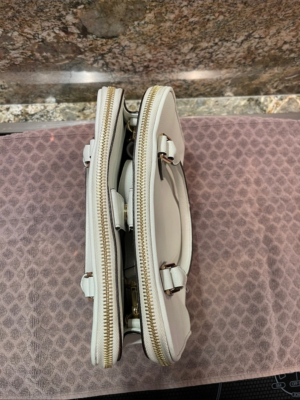 Michael Kors Cream Saffiano Satchel with Gold Hardware